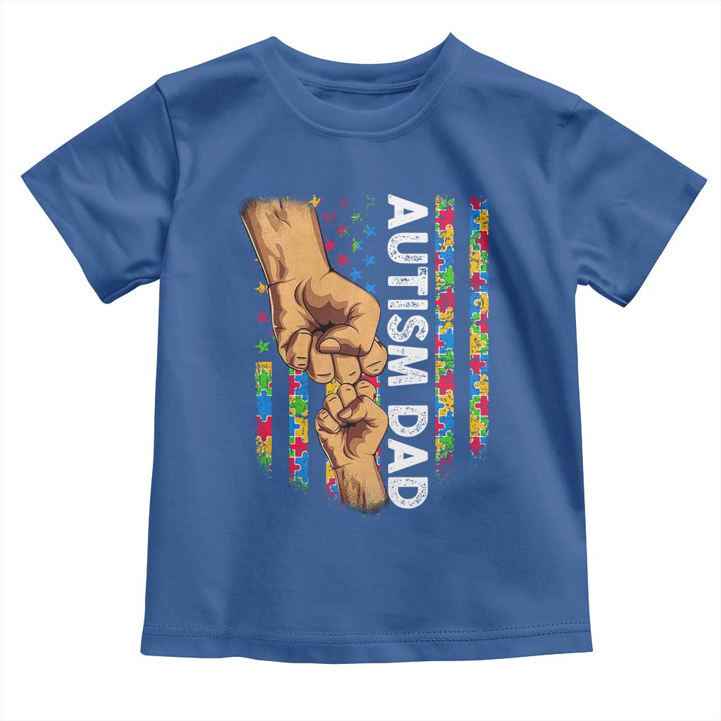 Autism Dad Awareness American Flag Fist Bump Toddler T Shirt TS11 Royal Blue Print Your Wear