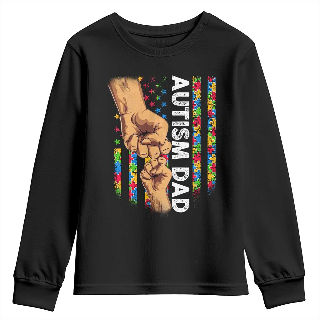 Autism Dad Awareness American Flag Fist Bump Youth Sweatshirt TS11 Black Print Your Wear