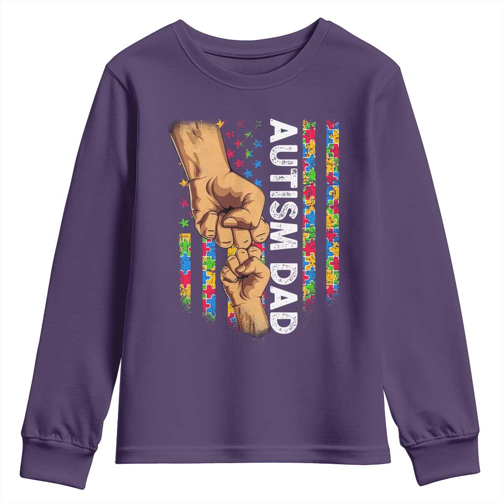 Autism Dad Awareness American Flag Fist Bump Youth Sweatshirt TS11 Purple Print Your Wear