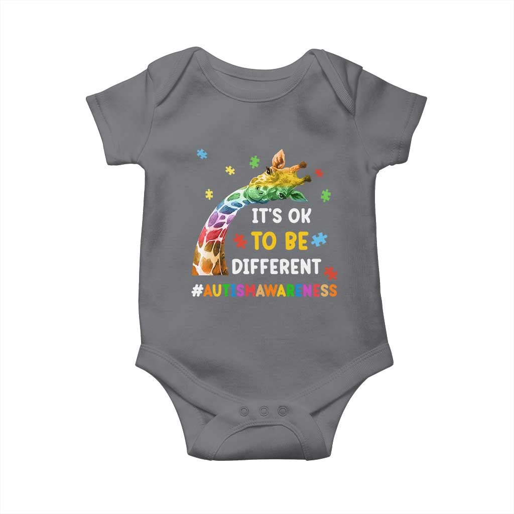 It's Ok To Be Different Autism Awareness Baby Onesie Rainbow Giraffe Puzzle TS11 Charcoal Print Your Wear