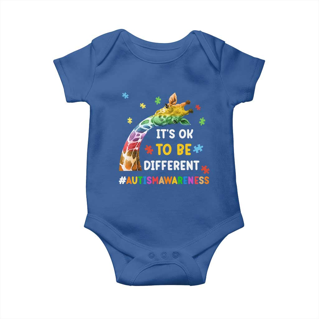 It's Ok To Be Different Autism Awareness Baby Onesie Rainbow Giraffe Puzzle TS11 Royal Blue Print Your Wear