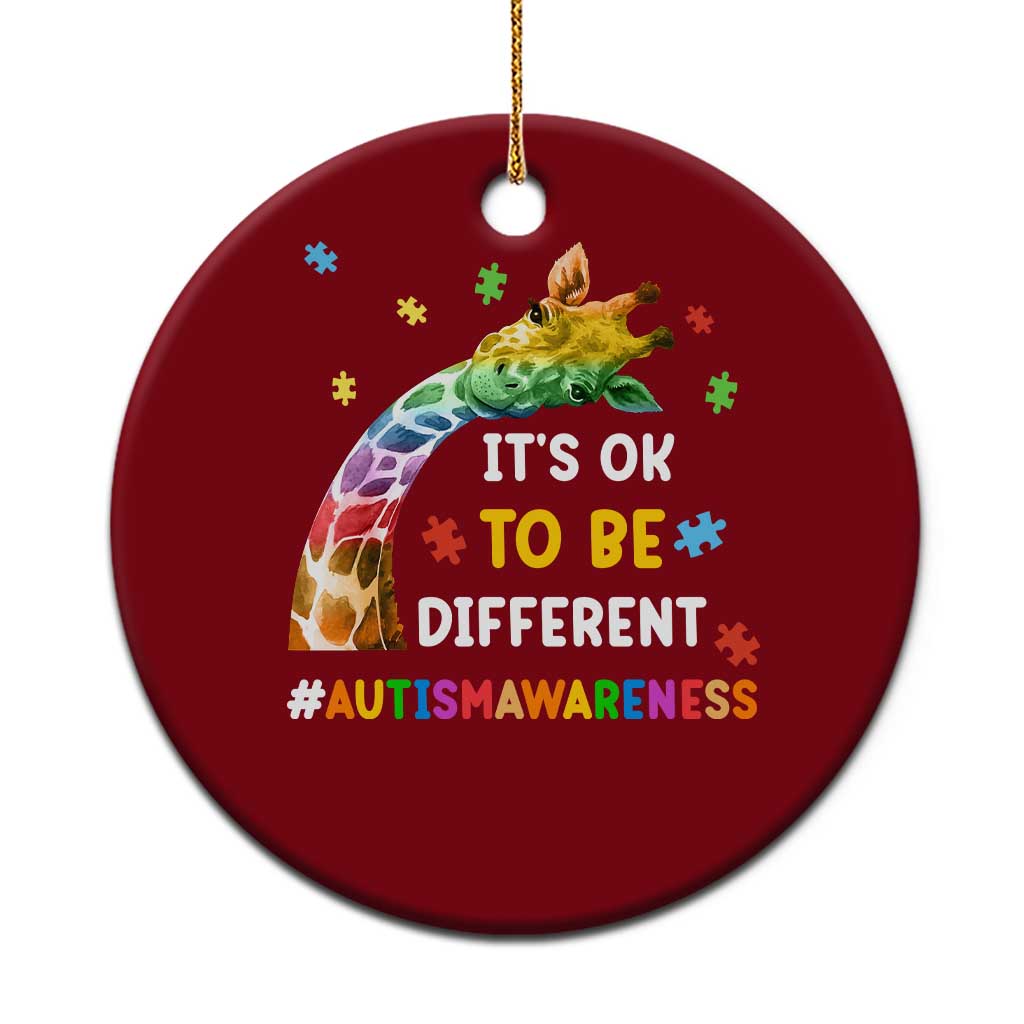 It's Ok To Be Different Autism Awareness Ceramic Ornament Rainbow Giraffe Puzzle TS11 1pc Red Print Your Wear