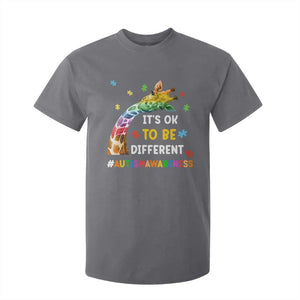 It's Ok To Be Different Autism Awareness T Shirt For Kid Rainbow Giraffe Puzzle TS11 Charcoal Print Your Wear