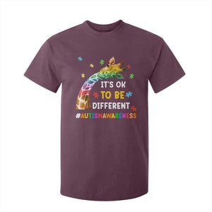 It's Ok To Be Different Autism Awareness T Shirt For Kid Rainbow Giraffe Puzzle TS11 Maroon Print Your Wear