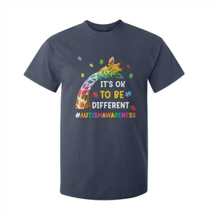 It's Ok To Be Different Autism Awareness T Shirt For Kid Rainbow Giraffe Puzzle TS11 Navy Print Your Wear