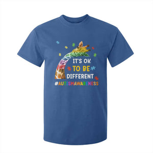It's Ok To Be Different Autism Awareness T Shirt For Kid Rainbow Giraffe Puzzle TS11 Royal Blue Print Your Wear