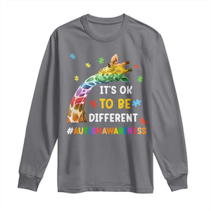 It's Ok To Be Different Autism Awareness Long Sleeve Shirt Rainbow Giraffe Puzzle TS11 Charcoal Print Your Wear