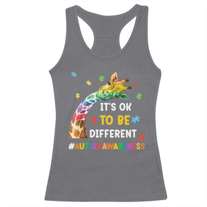 It's Ok To Be Different Autism Awareness Racerback Tank Top Rainbow Giraffe Puzzle TS11 Charcoal Print Your Wear