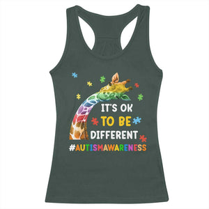 It's Ok To Be Different Autism Awareness Racerback Tank Top Rainbow Giraffe Puzzle TS11 Dark Forest Green Print Your Wear