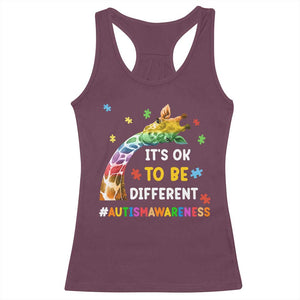 It's Ok To Be Different Autism Awareness Racerback Tank Top Rainbow Giraffe Puzzle TS11 Maroon Print Your Wear
