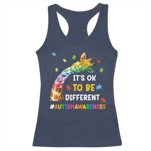 It's Ok To Be Different Autism Awareness Racerback Tank Top Rainbow Giraffe Puzzle TS11 Navy Print Your Wear
