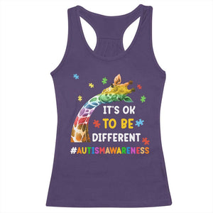 It's Ok To Be Different Autism Awareness Racerback Tank Top Rainbow Giraffe Puzzle TS11 Purple Print Your Wear