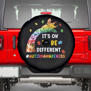 It's Ok To Be Different Autism Awareness Spare Tire Cover Rainbow Giraffe Puzzle TS11 Black Print Your Wear