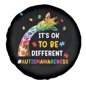 It's Ok To Be Different Autism Awareness Spare Tire Cover Rainbow Giraffe Puzzle TS11 Print Your Wear