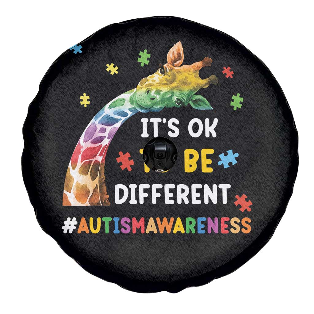 It's Ok To Be Different Autism Awareness Spare Tire Cover Rainbow Giraffe Puzzle TS11 Print Your Wear