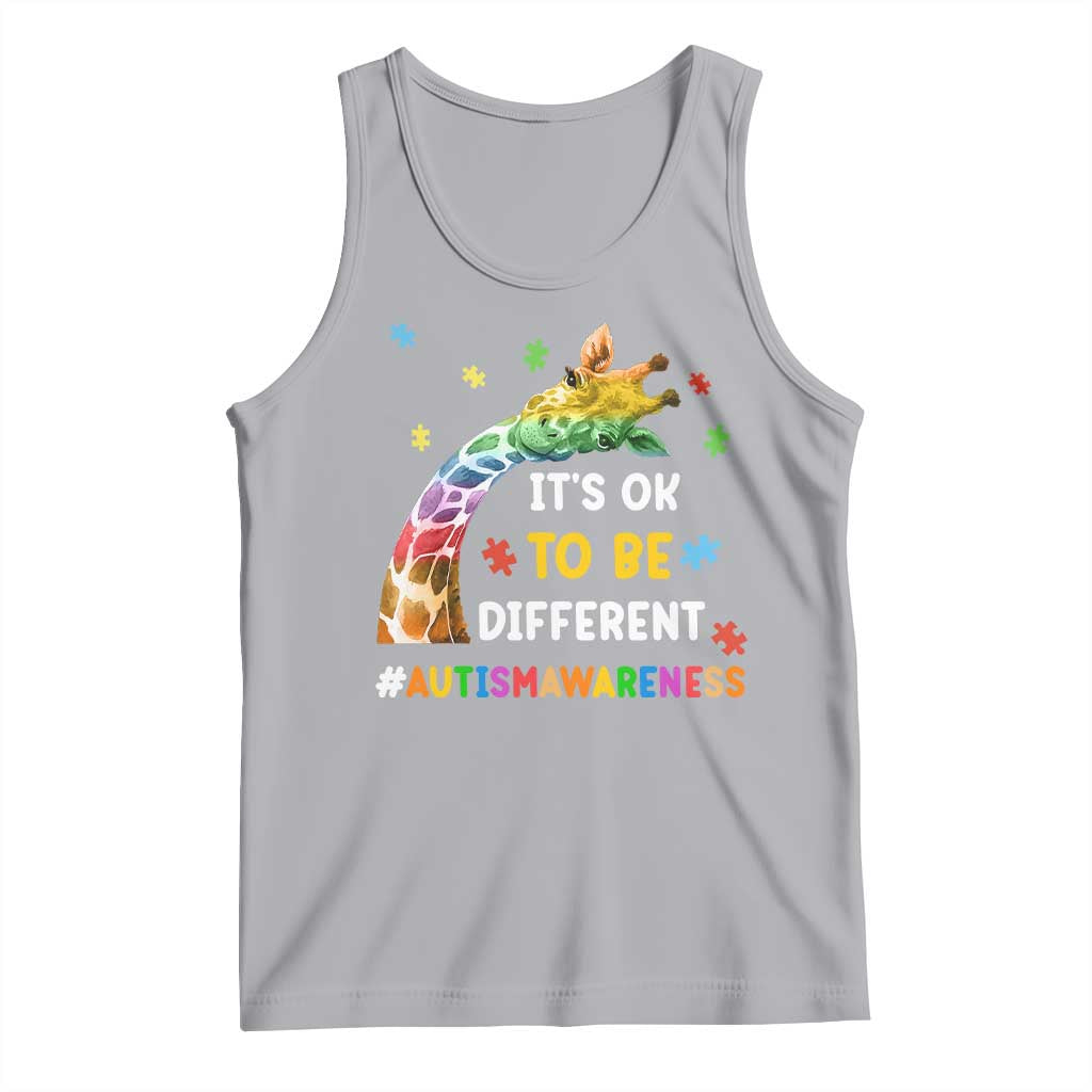 It's Ok To Be Different Autism Awareness Tank Top Rainbow Giraffe Puzzle TS11 Athletic Heather Print Your Wear