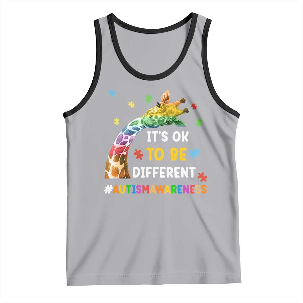 It's Ok To Be Different Autism Awareness Tank Top Rainbow Giraffe Puzzle TS11 Athletic Heather Black Print Your Wear