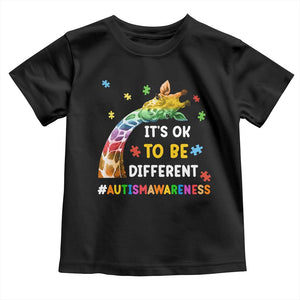 It's Ok To Be Different Autism Awareness Toddler T Shirt Rainbow Giraffe Puzzle TS11 Black Print Your Wear