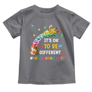 It's Ok To Be Different Autism Awareness Toddler T Shirt Rainbow Giraffe Puzzle TS11 Charcoal Print Your Wear