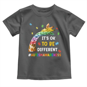 It's Ok To Be Different Autism Awareness Toddler T Shirt Rainbow Giraffe Puzzle TS11 Dark Heather Print Your Wear