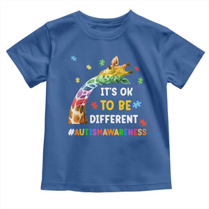 It's Ok To Be Different Autism Awareness Toddler T Shirt Rainbow Giraffe Puzzle TS11 Royal Blue Print Your Wear