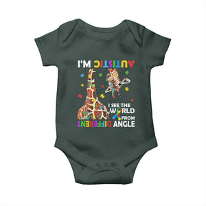 Funny I'm Autistic I See The World Form Different Angle Baby Onesie Puzzle Giraffe TS11 Dark Forest Green Print Your Wear