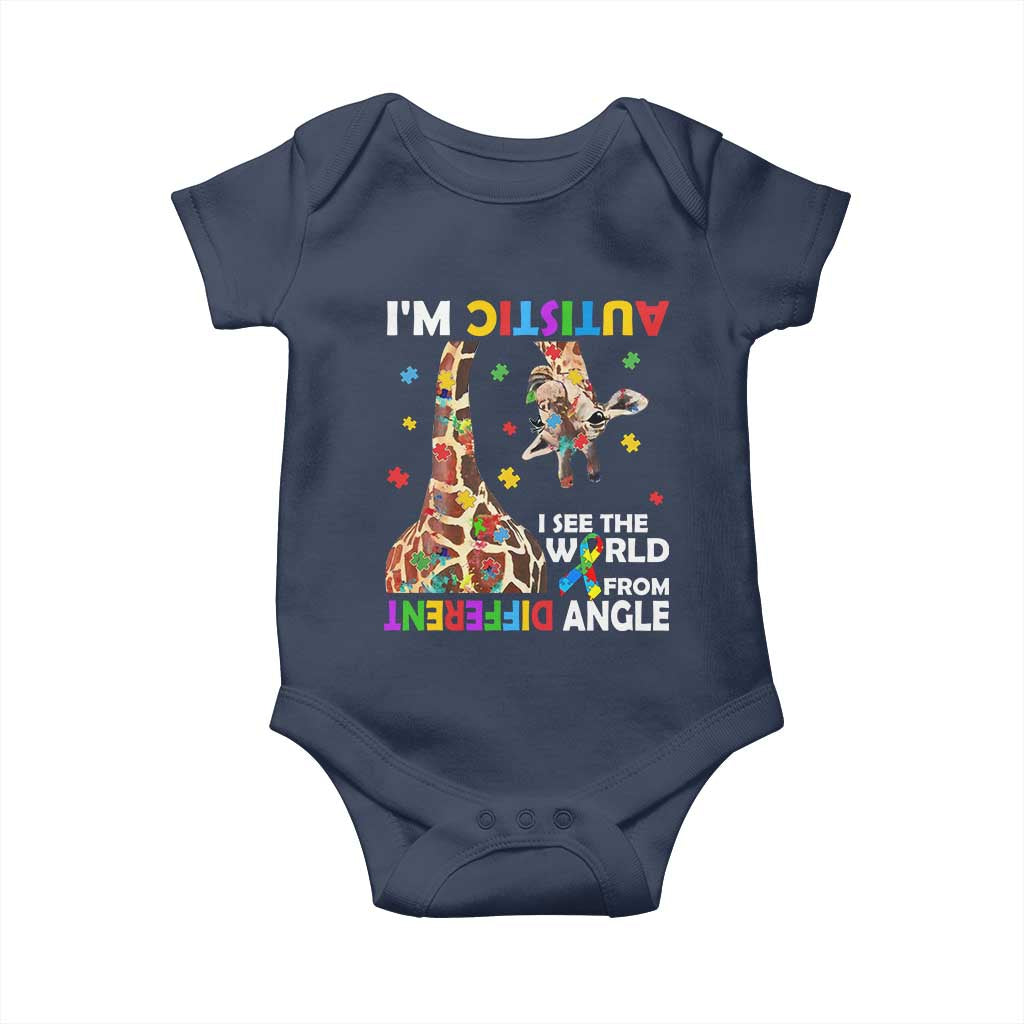 Funny I'm Autistic I See The World Form Different Angle Baby Onesie Puzzle Giraffe TS11 Navy Print Your Wear