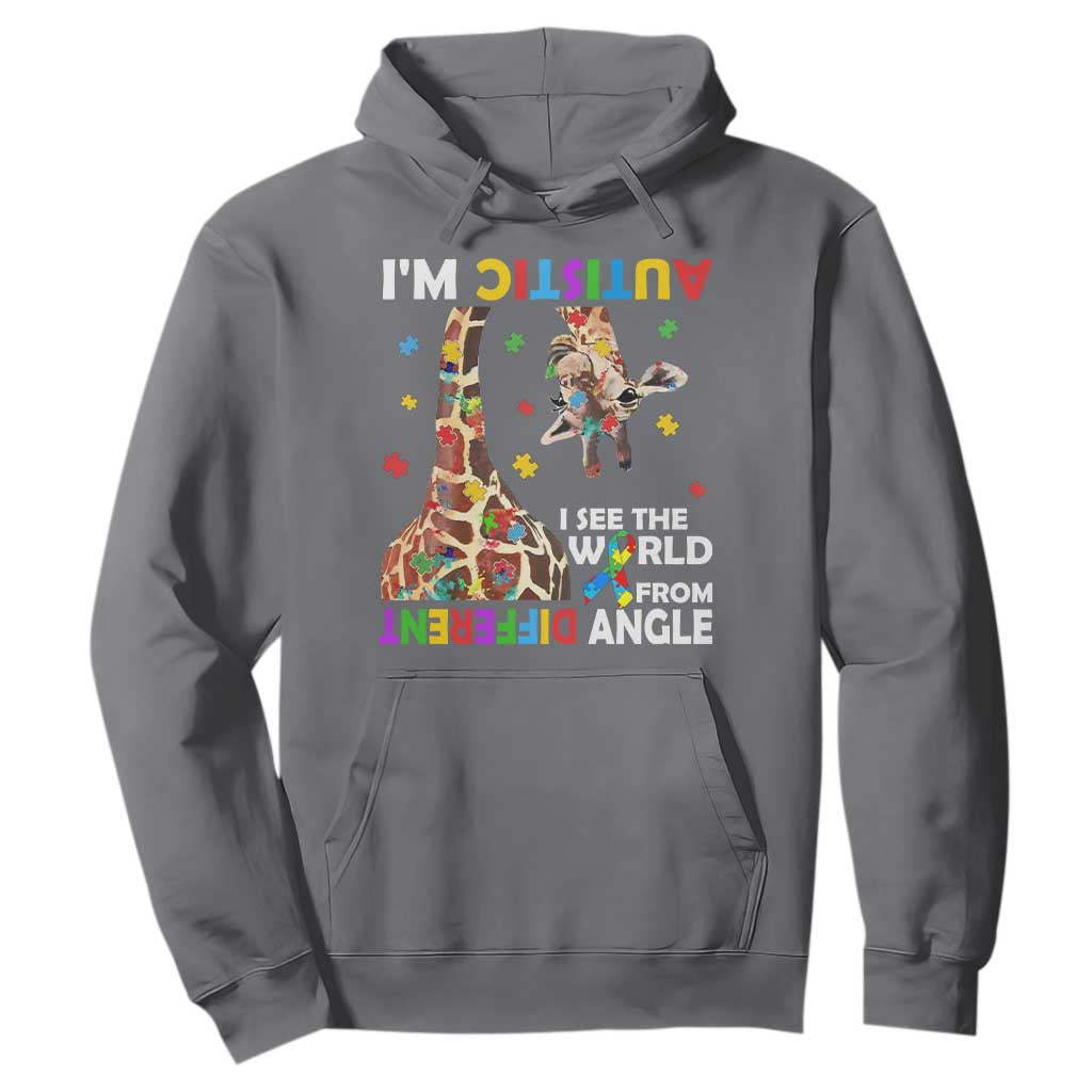 Funny I'm Autistic I See The World Form Different Angle Hoodie Puzzle Giraffe TS11 Charcoal Print Your Wear