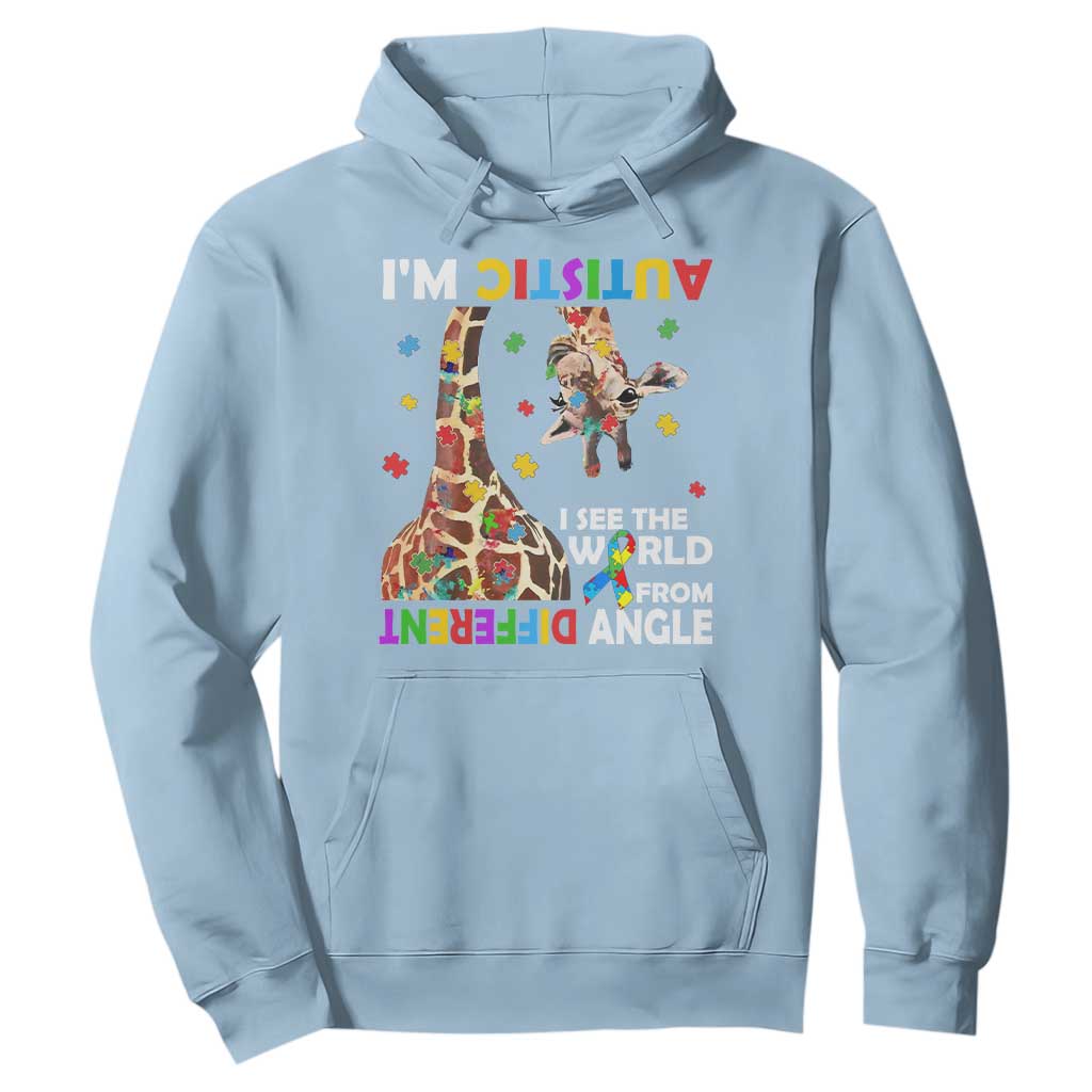 Funny I'm Autistic I See The World Form Different Angle Hoodie Puzzle Giraffe TS11 Light Blue Print Your Wear
