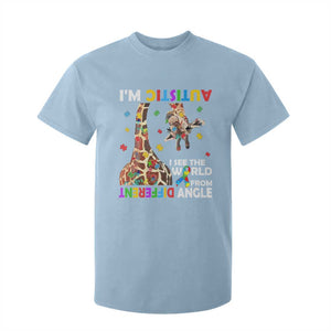 Funny I'm Autistic I See The World Form Different Angle T Shirt For Kid Puzzle Giraffe TS11 Light Blue Print Your Wear