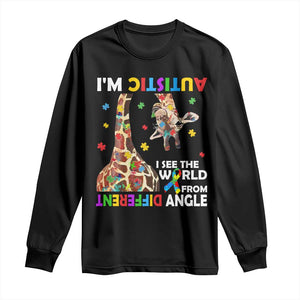 Funny I'm Autistic I See The World Form Different Angle Long Sleeve Shirt Puzzle Giraffe TS11 Black Print Your Wear