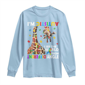 Funny I'm Autistic I See The World Form Different Angle Long Sleeve Shirt Puzzle Giraffe TS11 Light Blue Print Your Wear