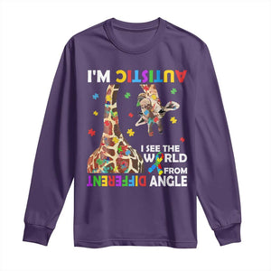 Funny I'm Autistic I See The World Form Different Angle Long Sleeve Shirt Puzzle Giraffe TS11 Purple Print Your Wear