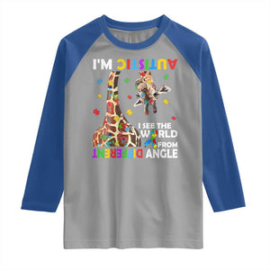 Funny I'm Autistic I See The World Form Different Angle Raglan Shirt Puzzle Giraffe TS11 Sport Gray Royal Print Your Wear