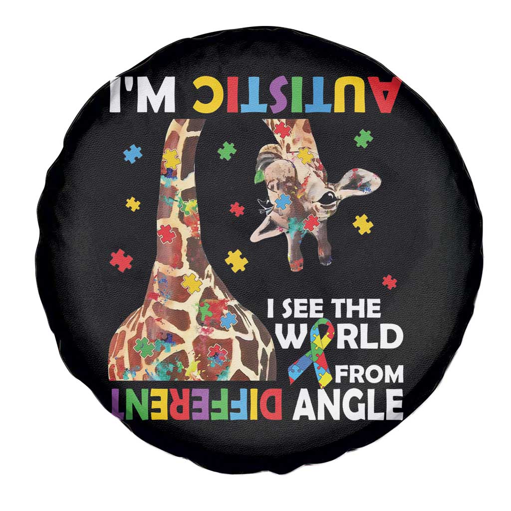 Funny I'm Autistic I See The World Form Different Angle Spare Tire Cover Puzzle Giraffe TS11 Print Your Wear