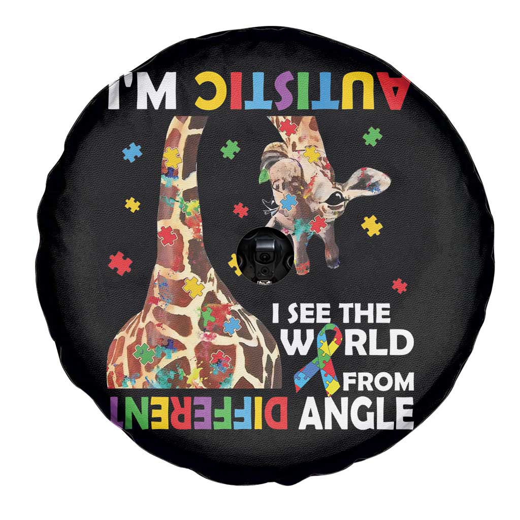 Funny I'm Autistic I See The World Form Different Angle Spare Tire Cover Puzzle Giraffe TS11 Print Your Wear