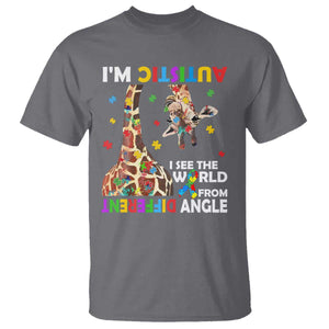 Funny I'm Autistic I See The World Form Different Angle T Shirt Puzzle Giraffe TS11 Charcoal Print Your Wear