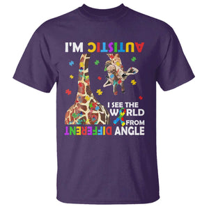 Funny I'm Autistic I See The World Form Different Angle T Shirt Puzzle Giraffe TS11 Purple Print Your Wear