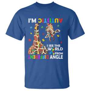 Funny I'm Autistic I See The World Form Different Angle T Shirt Puzzle Giraffe TS11 Royal Blue Print Your Wear