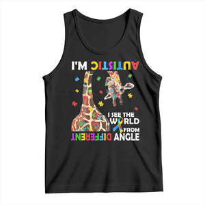Funny I'm Autistic I See The World Form Different Angle Tank Top Puzzle Giraffe TS11 Black Print Your Wear
