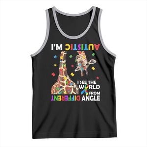 Funny I'm Autistic I See The World Form Different Angle Tank Top Puzzle Giraffe TS11 Black Athletic Heather Print Your Wear