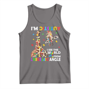 Funny I'm Autistic I See The World Form Different Angle Tank Top Puzzle Giraffe TS11 Deep Heather Print Your Wear