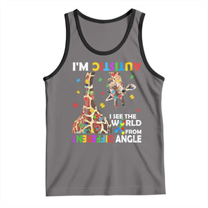 Funny I'm Autistic I See The World Form Different Angle Tank Top Puzzle Giraffe TS11 Deep Heather Black Print Your Wear