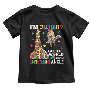 Funny I'm Autistic I See The World Form Different Angle Toddler T Shirt Puzzle Giraffe TS11 Black Print Your Wear
