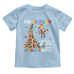 Funny I'm Autistic I See The World Form Different Angle Toddler T Shirt Puzzle Giraffe TS11 Light Blue Print Your Wear