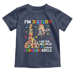 Funny I'm Autistic I See The World Form Different Angle Toddler T Shirt Puzzle Giraffe TS11 Navy Print Your Wear