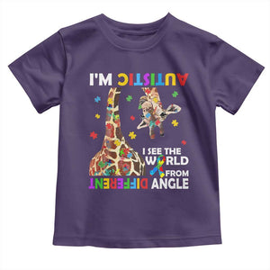 Funny I'm Autistic I See The World Form Different Angle Toddler T Shirt Puzzle Giraffe TS11 Purple Print Your Wear