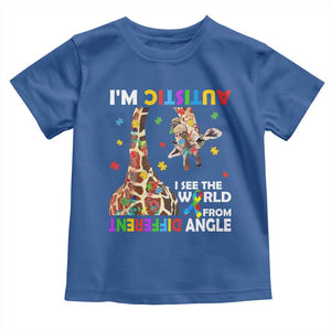 Funny I'm Autistic I See The World Form Different Angle Toddler T Shirt Puzzle Giraffe TS11 Royal Blue Print Your Wear