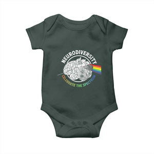 Neurodiversity Celebrate The Spectrum Baby Onesie Brain Autism Awareness ASD ADHD TS11 Dark Forest Green Print Your Wear