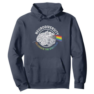 Neurodiversity Celebrate The Spectrum Hoodie Brain Autism Awareness ASD ADHD TS11 Navy Print Your Wear